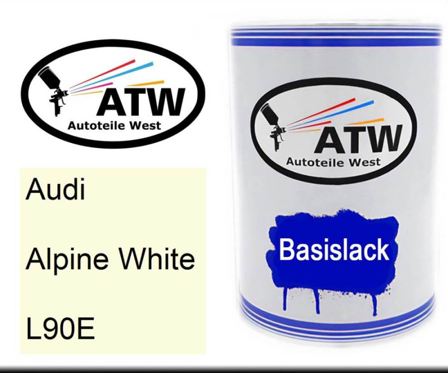 Audi, Alpine White, L90E: 500ml Lackdose, von ATW Autoteile West.